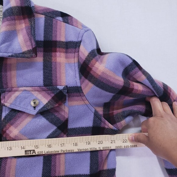 SAGE COLLECTIVE SHERPA LINED PLAID JACKET Women’s L Purple Outdoor Winter - Picture 5 of 15